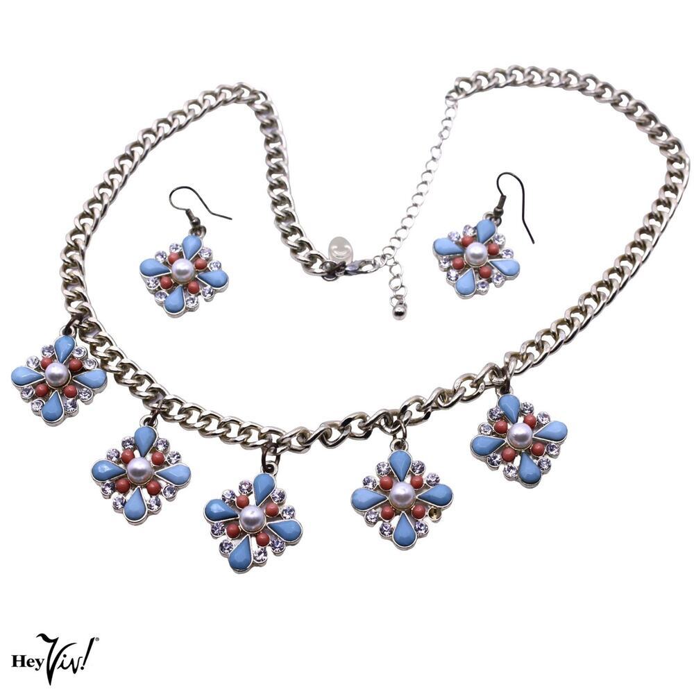 Charming Charlie Turquoise Statement Necklace Set w Matching Earrings - Hey Viv